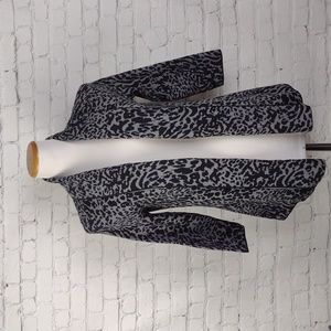 Christopher and Banks Cardigan Sweater Gray Black Animal Print S